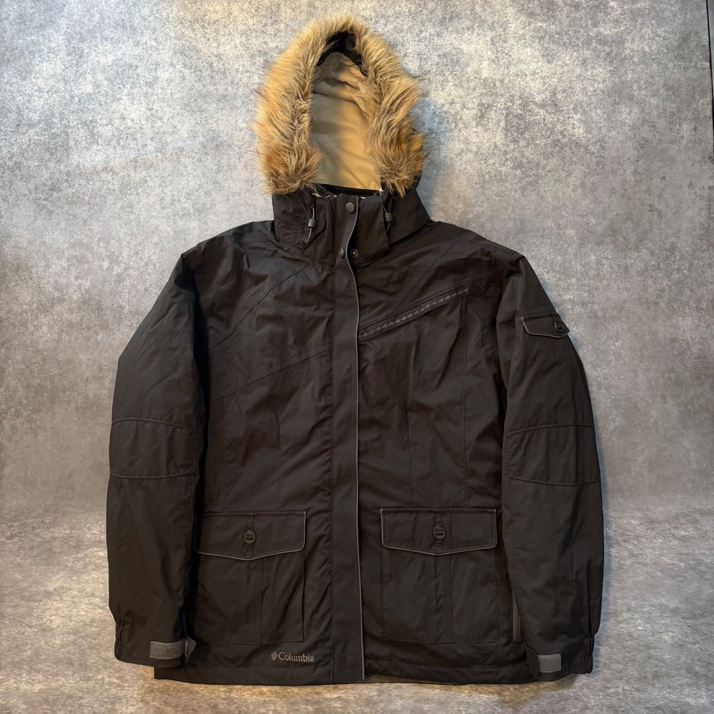 Columbia Alpine Action Parka Jacket Womens L Black Omni-Heat Waterproof SL4048